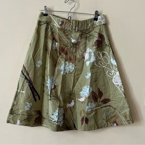 Anthropologie Odille Green Belted Skirt